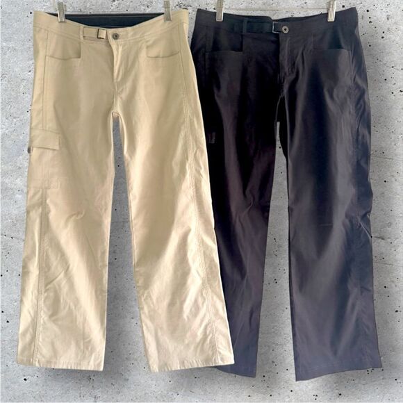 Prana Pants - Prana Lot of 2 Women's Cargo Style Pants Black & Tan Size Medium Short